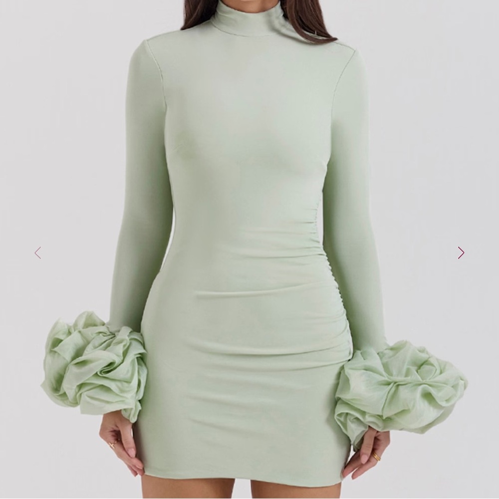 House of CB Camilla Pistachio Ruffle Cuff Mini Dress